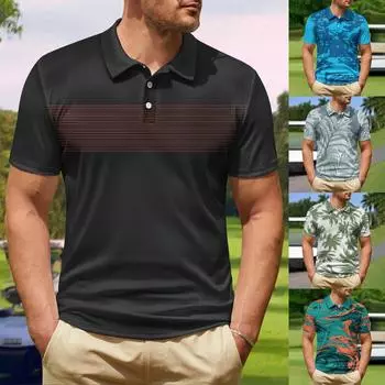 Летний мужской топ с короткими рукавами для гольфа и микроэластичным покрытием Performance L чёрный