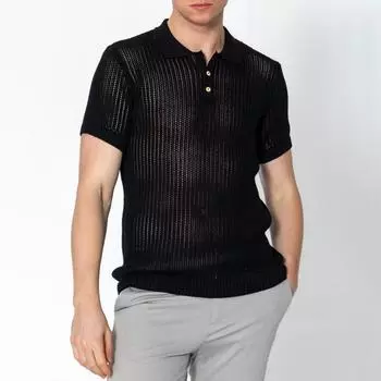 Летний мужской топ с вырезом, вязаный полуоткрывающийся V-образный вырез, свободная прозрачная однотонная рубашка с короткими рукавами, спортивная рубашка для фитнес-клуба M армия зеленый