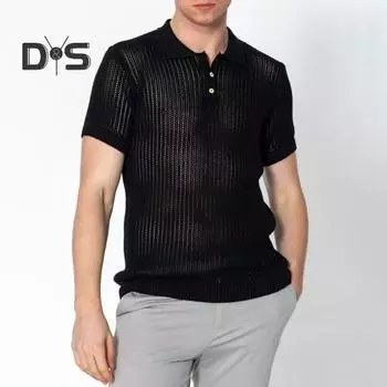 Летний мужской топ с вырезом, вязаный полуоткрывающийся V-образный вырез, свободная прозрачная однотонная рубашка с короткими рукавами, спортивная рубашка для фитнес-клуба M армия зеленый