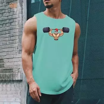 Летний мужской жилет без рукавов с круглым вырезом для фитнеса и бега с принтом, майка для мышц, жилет для тренировок в тренажерном зале XL белый