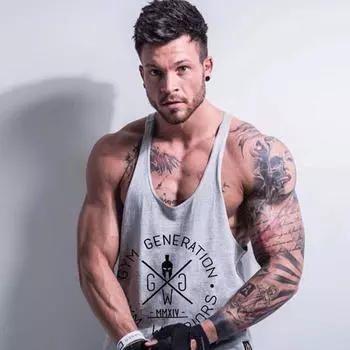 Летний мужской жилет, хлопковая футболка с принтом, модная удобная рубашка для фитнеса S белый