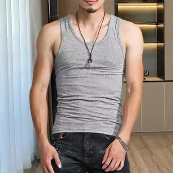 Летний мужской жилет, однотонный, без рукавов, с круглым вырезом, с резьбой, тонкий, впитывающий пот, быстросохнущий, свободный, для фитнеса, тренировок, бега, спортивная майка XL белый