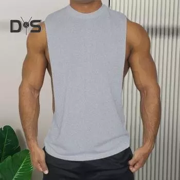 Летний мужской жилет, однотонный, без рукавов, с круглым вырезом, тонкий, впитывающий пот, быстросохнущий, свободный, с глубокими подмышками, для фитнеса, тренировок, беговая майка L красный