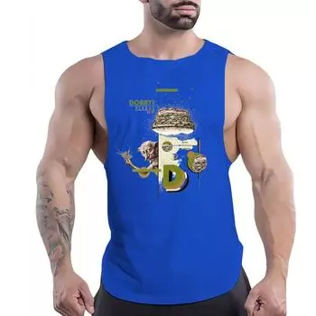 Летний мужской жилет с круглым вырезом для фитнеса и уличного фитнеса, креативный пищевой узор с принтом, 2d быстросохнущая многоцветная рубашка без рукавов