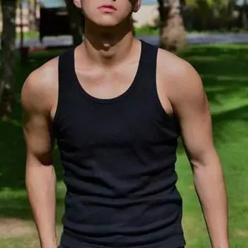 Летний мужской жилет с круглым вырезом, облегающий, эластичный, однотонный, без рукавов, майка, впитывающая пот, для фитнеса, спортзала, уличная футболка XXL чёрный