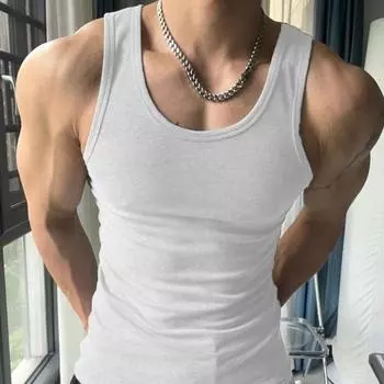 Летний мужской жилет с круглым вырезом, облегающий, эластичный, однотонный, без рукавов, майка, впитывающая пот, для фитнеса, спортзала, уличная футболка XXL чёрный