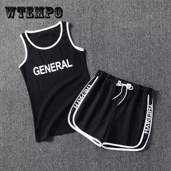 Летний мужской жилет, шорты, повседневный спортивный костюм, модная однотонная футболка без рукавов, шорты, комплект модной мужской одежды M чёрный