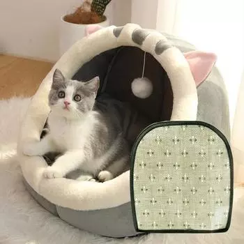 Летний наполнитель для кошачьего туалета Вилла для кошек Домик Спальный мешок для кошек Товары для домашних животных Закрыто Доступно в четыре сезона Наполнитель для кошачьего и собачьего туалета S зелёный