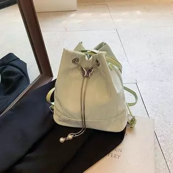 Летний небольшой свежий рюкзак женский 2024 новая корейская версия сумка-ведро универсальная сумка через плечо подмышку чёрный