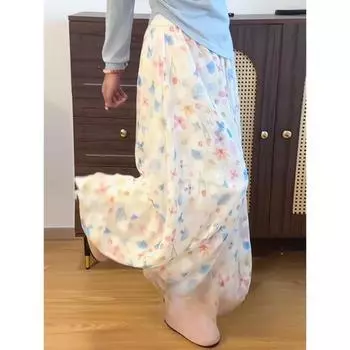 Летний Новый Дизайн Цветочная Фея Крутые Брюки Высокая Посадка Свободные Повседневные Брюки S