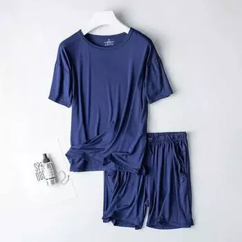 Летний новый пижамный комплект, женские шорты из модала с коротким рукавом, комплект из двух предметов, женская однотонная свободная футболка большого размера, домашняя одежда, женская рубашка M