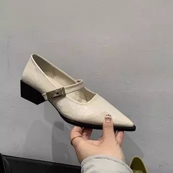 Летний новый стиль туфли на квадратном каблуке с острым носком женские туфли на высоком каблуке однотонные сексуальные модные удобные туфли на высоком каблуке 35