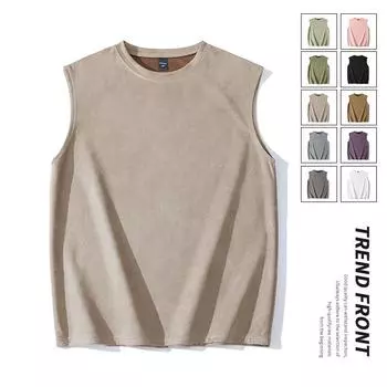 Летний новый тренд, американский винтажный замшевый жилет, мужская повседневная многоцветная модная футболка M белый