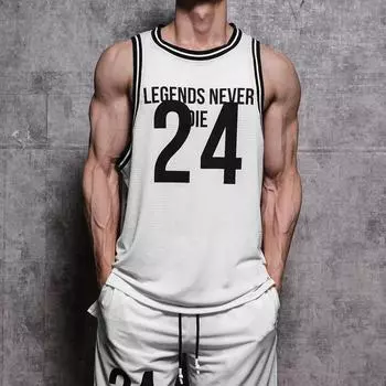 Летний новый тренд, мужской пуловер с круглым вырезом, рубашка с сетчатой подошвой, спортивная рубашка для фитнеса, плавания, бега, жилет без рукавов, быстросохнущий M чёрный