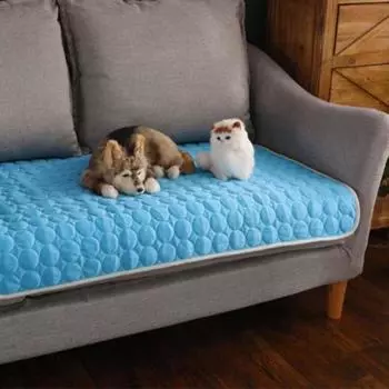 Летний однотонный охлаждающий спальный коврик для домашних кошек, собак, гнезда 50*40cm синий