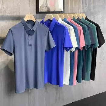 Летний однотонный тонкий повседневный топ-поло с половиной рукавов