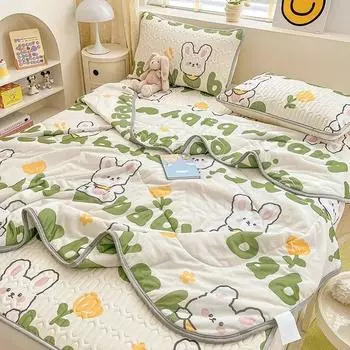 Летний охлаждающий комплект постельного белья, корейское тонкое стеганое одеяло, простыня с наволочкой, покрывало размера King Queen, одеяло для кровати 150x200cm-4pcs