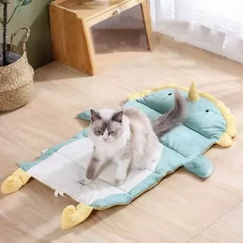 Летний охлаждающий коврик для домашних животных в форме утки/динозавра, двухсторонний коврик для льда для домашних животных на все времена года M белый