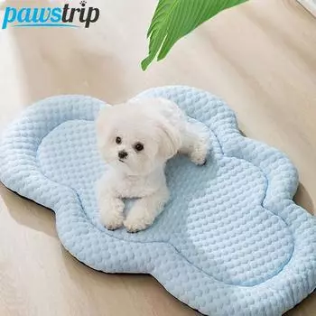 Летний охлаждающий коврик для собак для маленьких и средних собак, коврик для щенков в форме облака, моющийся дышащий коврик для сна для собак, аксессуары для собак 55x38cm синий