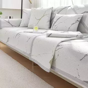 Летний охлаждающий тканевый противоскользящий чехол для дивана для гостиной с мраморным узором, дышащий ледяной шелк, чехол для дивана, простой коврик для дивана 70x70cm 1pcs