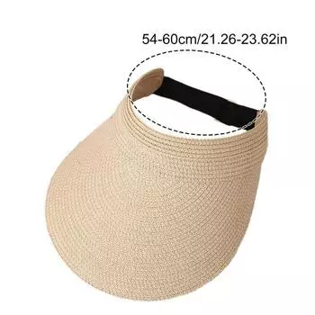 Летний плетеный солнцезащитный козырек, регулируемая шляпа, широкие поля, защита от УФ-лучей, дышащая, складная, мужская, женская, для улицы, пляжа, велоспорта, рыбалки, шляпа с открытым верхом бежевый