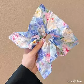 Летний Пляжный Милый Квадратный Скранчи Детские Девочки Эластичные Резинки для Волос Аксессуары Завязка Веревка для Волос Головной Убор Украшение about 19 cm