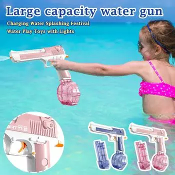 Летний полностью автоматический электрический пустынный большой объем воды со световым импульсом для зарядки воды, брызг, фестивальные водные игрушки One Size синий