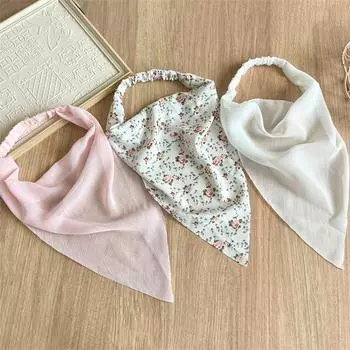 Летний полупрозрачный платок для волос для девочек, милый шифоновый платок в пасторальном стиле для женщин, симпатичный треугольный платок для женщин на открытом воздухе