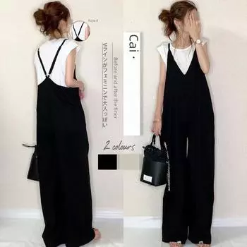 Летний повседневный 5-цветный комбинезон с широкими штанинами и японскими подтяжками 2024 года