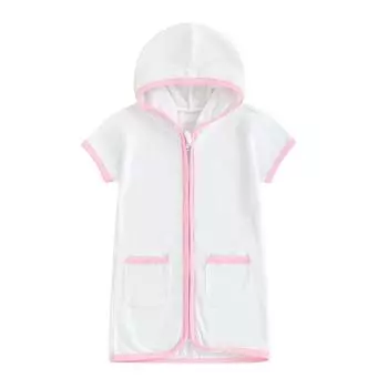 Летний повседневный комбинезон для маленьких девочек, комбинезон с капюшоном и короткими рукавами на молнии контрастного цвета 2-3 Years розовый