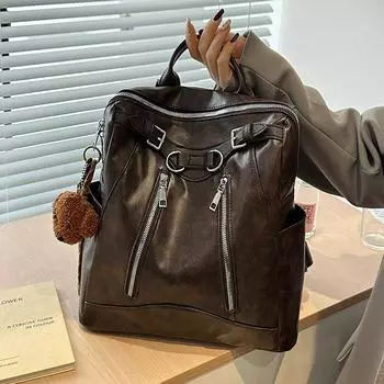 Летний повседневный простой легкий школьный рюкзак для путешествий на открытом воздухе, большой емкости, ретро-рюкзак no pendant коричневый