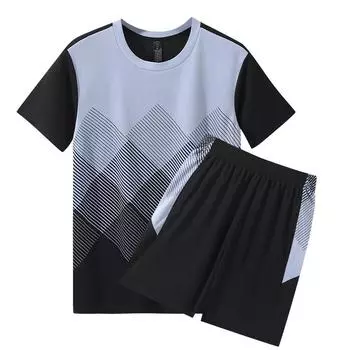Летний повседневный спортивный комплект, комплект из двух частей с короткими рукавами, шорты большого размера, быстросохнущие XXXXXL
