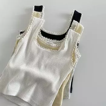 Летний повседневный тонкий квадратный вырез однотонный топ женский корейский модный эластичный тонкий жилет женский милый винтажный узкий топ без рукавов All yards жёлтый