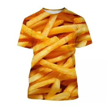 Летний прилив, картофель фри, мужские футболки, повседневные футболки с 3D принтом, хип-хоп, индивидуальные, с круглым вырезом, с короткими рукавами, быстросохнущие XXS
