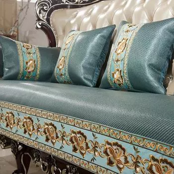 Летний прохладный чехол для дивана из ткани Ice Rattan с жаккардовым краем, противоскользящая подушка для дивана, украшение для гостиной, коврик из ротанга, чехол 50x60