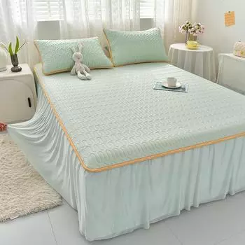 Летний прохладный чехол для матраса, мягкая охлаждающая простыня на резинке, защитный чехол для матраса, покрывало, юбка для кровати, наволочка, комплект из 3 предметов 150x200cm 3pcs