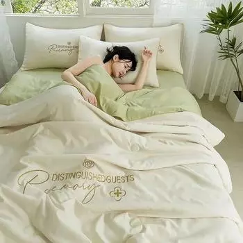 Летний прохладный летний комплект из четырех одеял из ледяного шелка, можно стирать в машине, стирать в воде, дышащий летом 150x200cm 1pcs