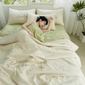 Летний прохладный летний комплект из четырех одеял из ледяного шелка, можно стирать в машине, стирать в воде, дышащий летом 150x200cm 1pcs