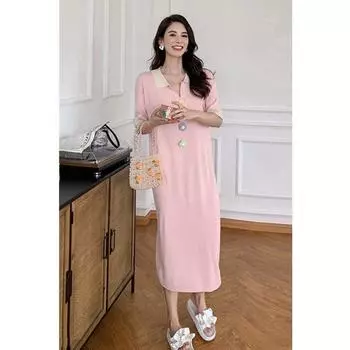 Летний пуловер, женский свитер с короткими рукавами, свободные лацканы, повседневный вязаный женский отложной воротник One Size чёрный