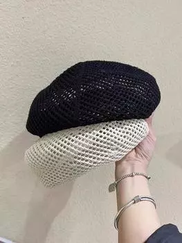 Летний пустой дышащий черный темпераментный берет женский повседневный универсальный берет с маленьким художником M56-58cm