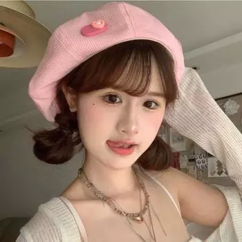 Летний японский кавайный милый тонкий дышащий берет женский милый всесочетание ретро тонкий модный шляпа художника милый XS(51-52CM children refer to 3-7 years old) детские порошок