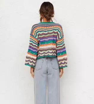 Летний радужный вырез пляжный купальник накидка женский топ удобная женская одежда S зелёный