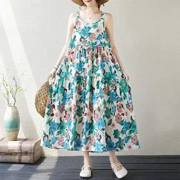 Летний ретро-пуловер без рукавов в стиле арт-деко, свободный жилет большого размера, платье-трапеция для женщин, повседневные платья M