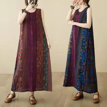 Летний ретро-пуловер в стиле арт-деко, свободный, без рукавов, платье-жилет для женщин, повседневные платья 1XL