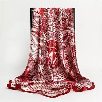 Летний Роскошный Бренд Шелковый Платок Квадратная Бандана Хиджабы Женский Дизайнерский Шейный Платок для Волос Мусульманский Платок Пляжный Носовой Платок Шаль Украшение 90x90cm