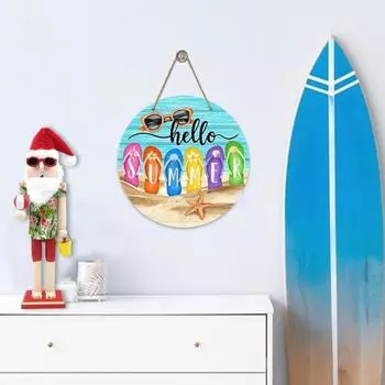 Летний Санта-Щелкунчик Традиционный гавайский тематический пляжный Санта-Щелкунчик Фигурка День на пляже Рождественский декор из деревянного Щелкунчика B