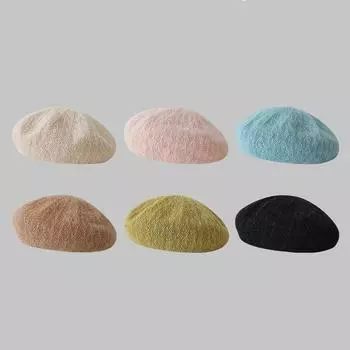 Летний сетчатый берет конфетного цвета, для девочек он не мнется, легкий и дышащий, шляпы литературных и художественных художников модные и светлого телесного цвета. Size абрикосовый