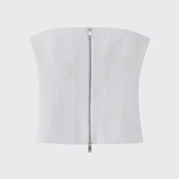 Летний сексуальный белый топ-труба на молнии 2023 года для женщин - европейский и американский стиль S белый