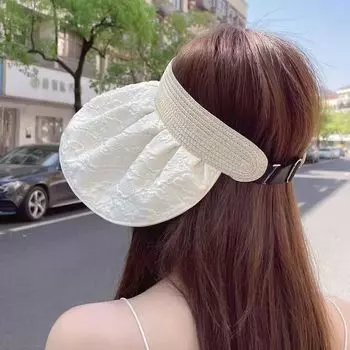Летний солнцезащитный козырек, солнцезащитная шляпа, большие карнизы, защита от ультрафиолета, универсальная пустая шляпа-цилиндр, шляпа от солнца, шляпа-ракушка, летняя прохладная шляпа, шляпа-ракушка. One size can be adjusted [Size can be worn]