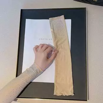 Летний солнцезащитный крем для пешего туризма, скалолазания, стразы, рукава с отверстием для большого пальца, рукава без пальцев для вождения, длинные рукава, модная рука 35cm чёрный